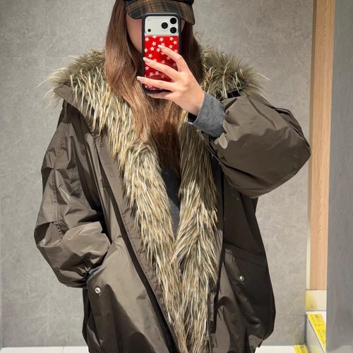 赵露思同款 Narcos复古工装毛毛领派克棉服25冬新款宽松保暖外套