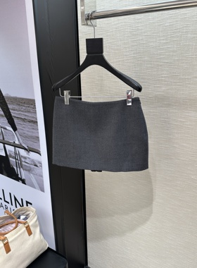 李亚男 ji简时髦又百搭深灰色  显腿长 定制丝羊毛 半身裙 短裤
