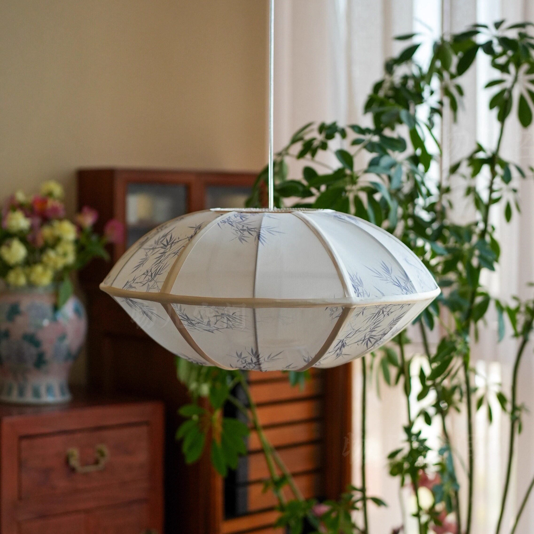 物几空间中式天丝竹纹古典飞碟吊灯宋代美学布艺书房卧室茶室吊灯,家装灯饰光源,卧室/书房吊灯,淘宝优惠券,粉丝福利购,淘宝优惠卷