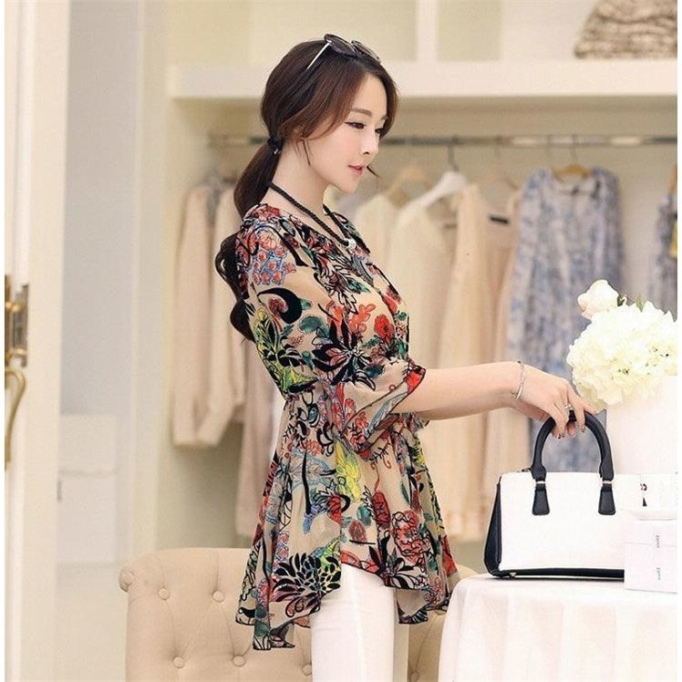 2019大码碎花雪纺衫连衣裙韩版女装修身印花中长款五分荷叶袖上衣在类目 童装/婴儿装/亲子装, 其它中 - 来自Buy2taobao.com提供专业的淘宝代购服务
