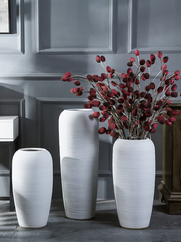 Modern simple ceramic white vase European living room flower dryer Nordic home decoration Hotel flower arrangement ornaments