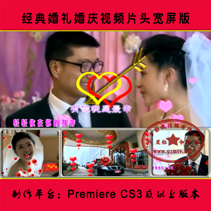 P169 紫雨烟云-天缘|新婚庆典婚礼前戏VCR花絮视频片头 PR模板