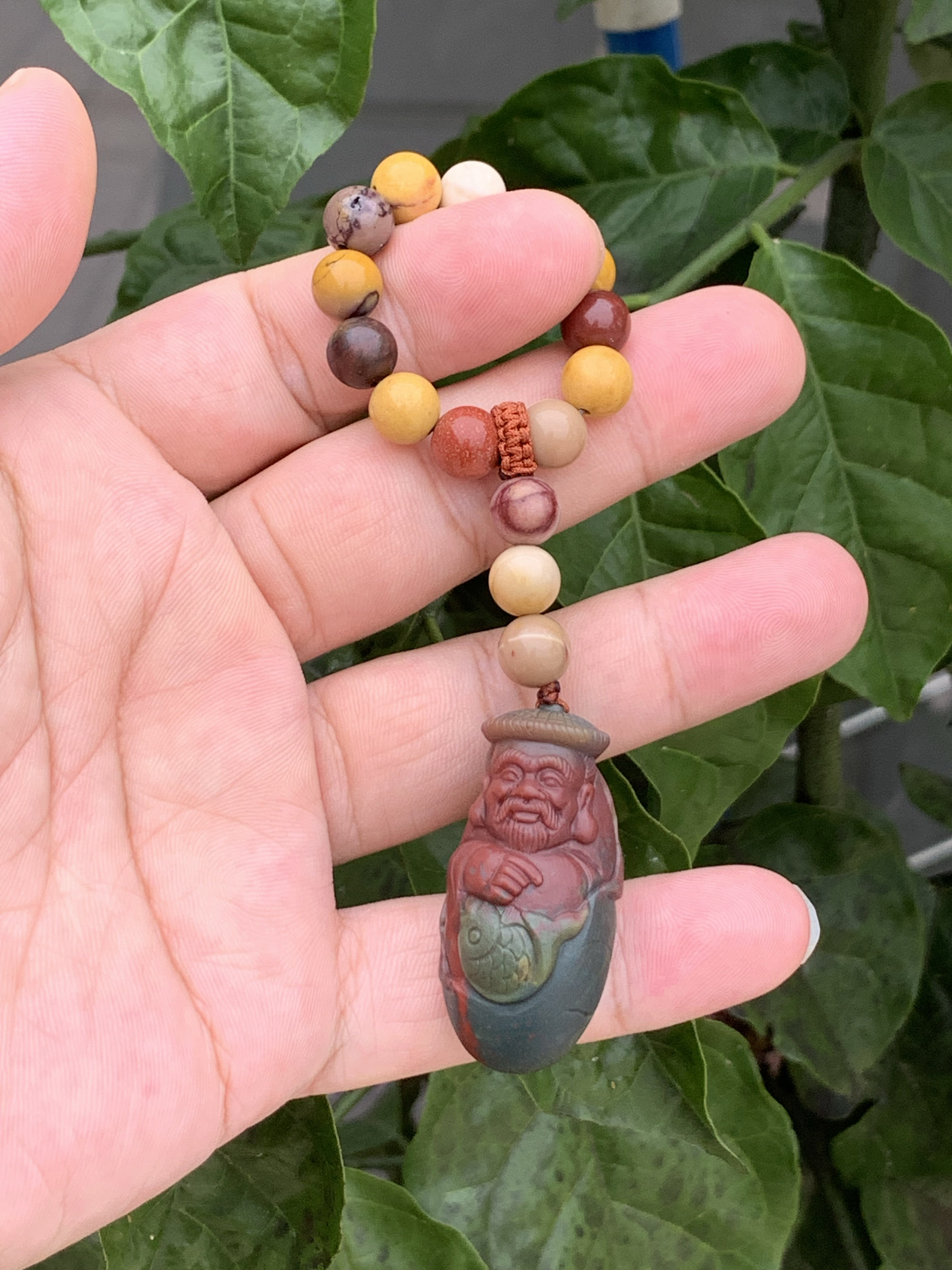 包真正品天然七彩玉精品渔翁吊坠男女同款