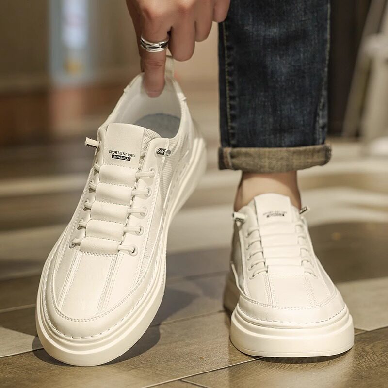 男鞋小白鞋夏季透气轻便软底休闲板鞋港风男士2025新款一脚蹬帆布