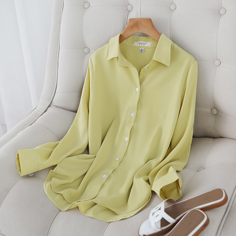 设计感小众春秋百搭时尚垂感雪纺衬衣女韩版港味休闲宽松显瘦衬衫