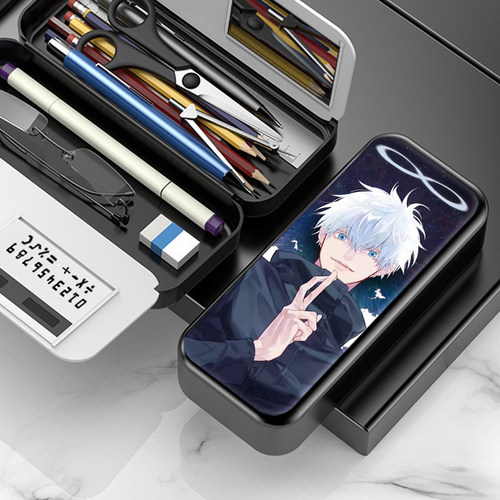 咒术回战五条悟2学生文具盒男生帅气双层简约铅笔盒铁笔盒幼儿园