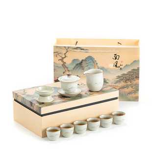 汝窑功夫茶具套装 日本品质新款 家用陶瓷泡茶壶茶杯整套茶具送礼高