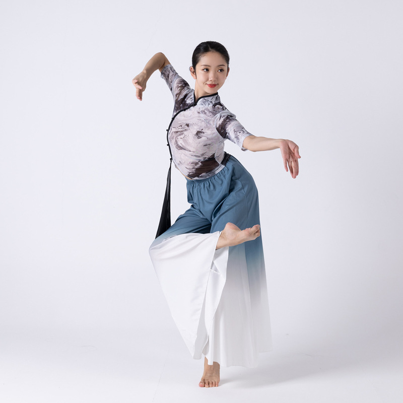 日本无印MUJIE古典舞蹈服装练功服女身韵形体纱衣气质改良旗袍上