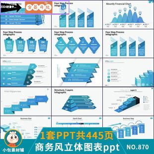 商务风办公数据图表统计图形ppt信息序号扇形饼图微立体企业报告