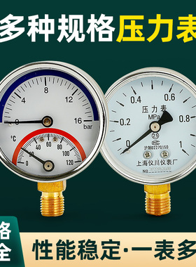 耐震压力表YN60 1.6mpa M14*1.5油压液压抗震防震压力表补芯