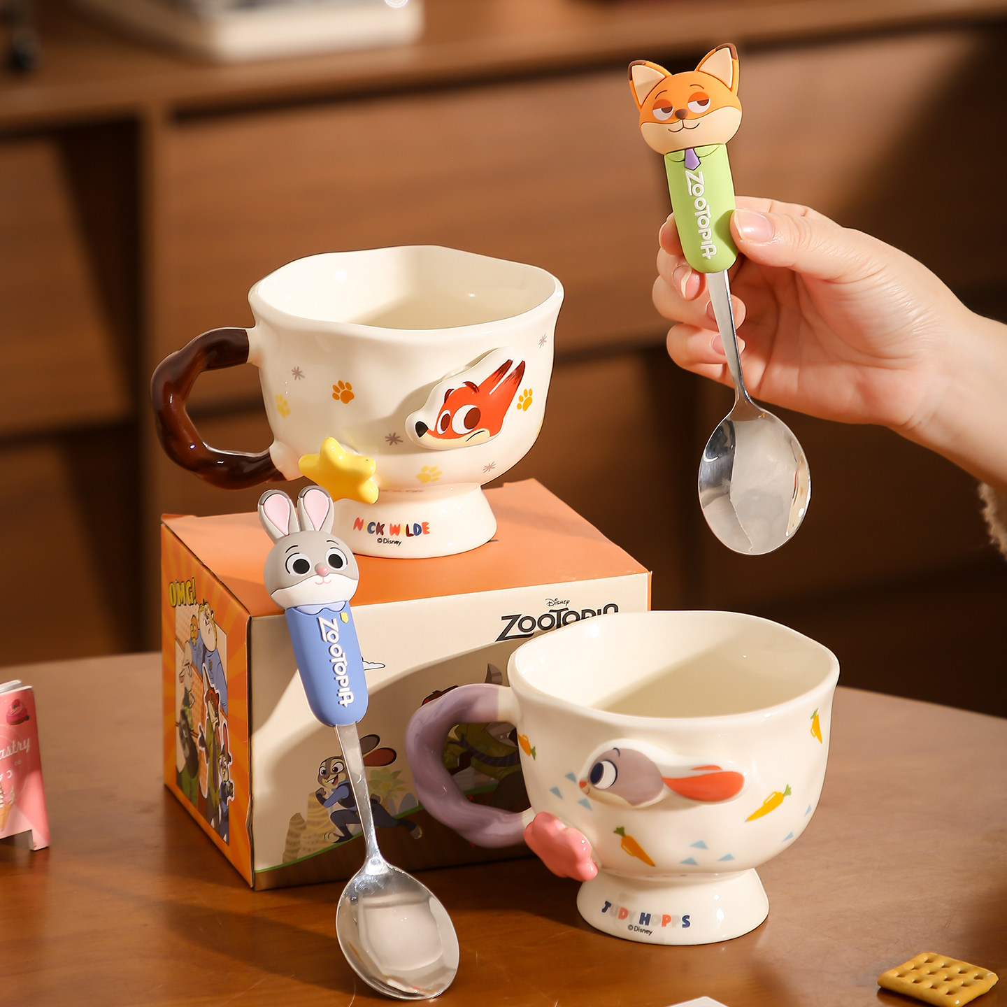 疯狂动物城朱迪尼克情侣马克杯高颜值可爱陶瓷水杯女生日礼物杯子