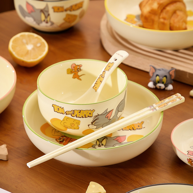 猫和老鼠陶瓷碗盘勺一人食餐具