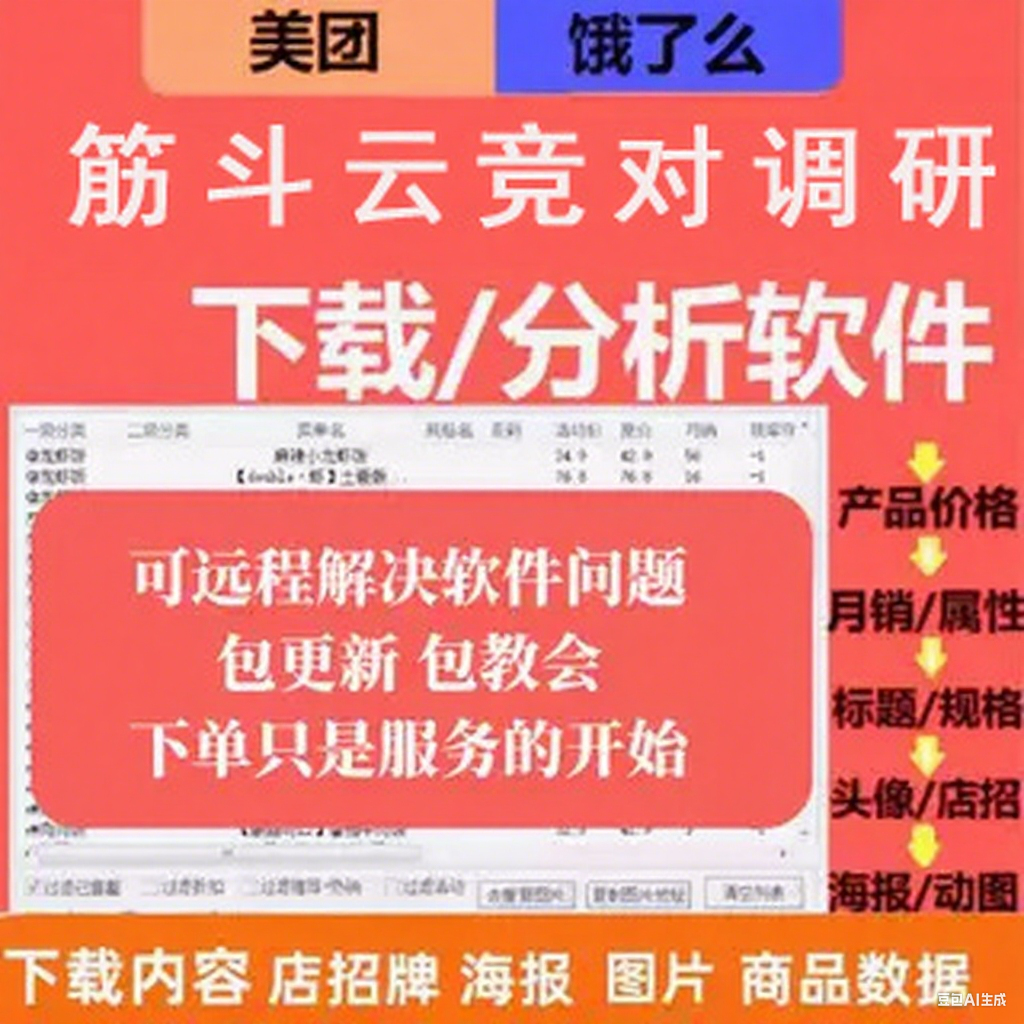 筋斗云美团外卖超市美妆运营调研软件餐饮零售鲜花饿动图