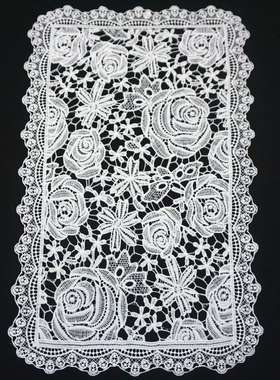 跨境白色水溶蕾丝桌布桌垫台布餐桌布手工镂空家用装饰餐垫圣诞