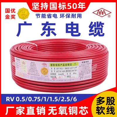 广东rv平方国标铜芯软电线