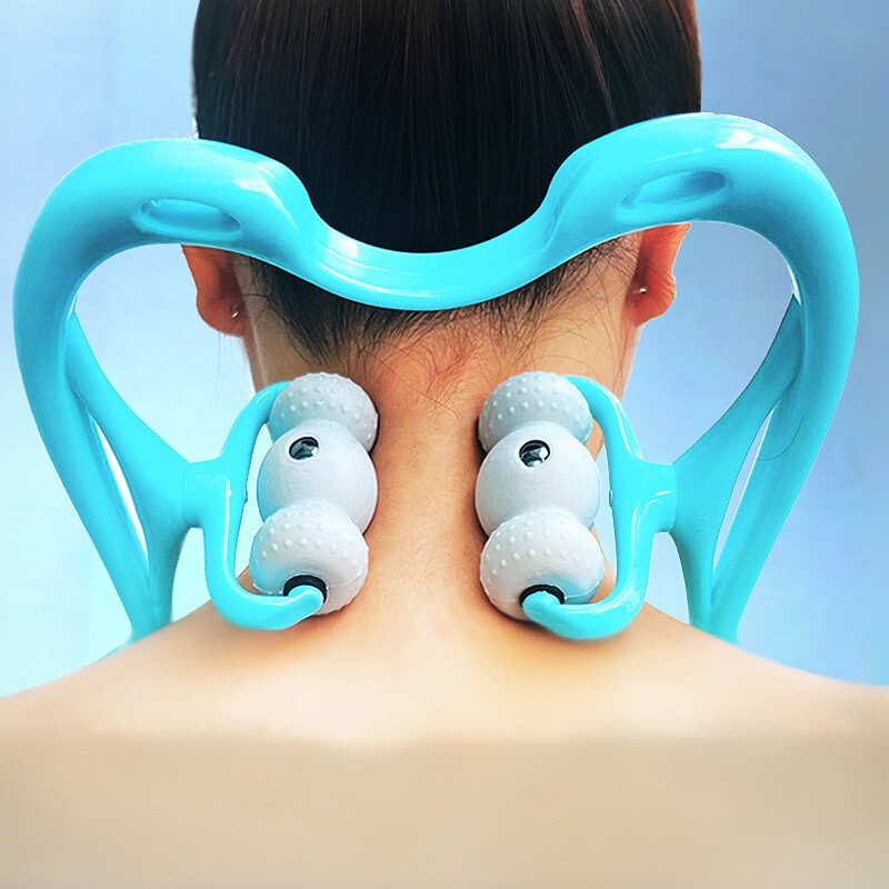 颈椎按摩器手动夹脖子肩颈部背部腰部揉捏按摩神器疏通仪家用滚轮