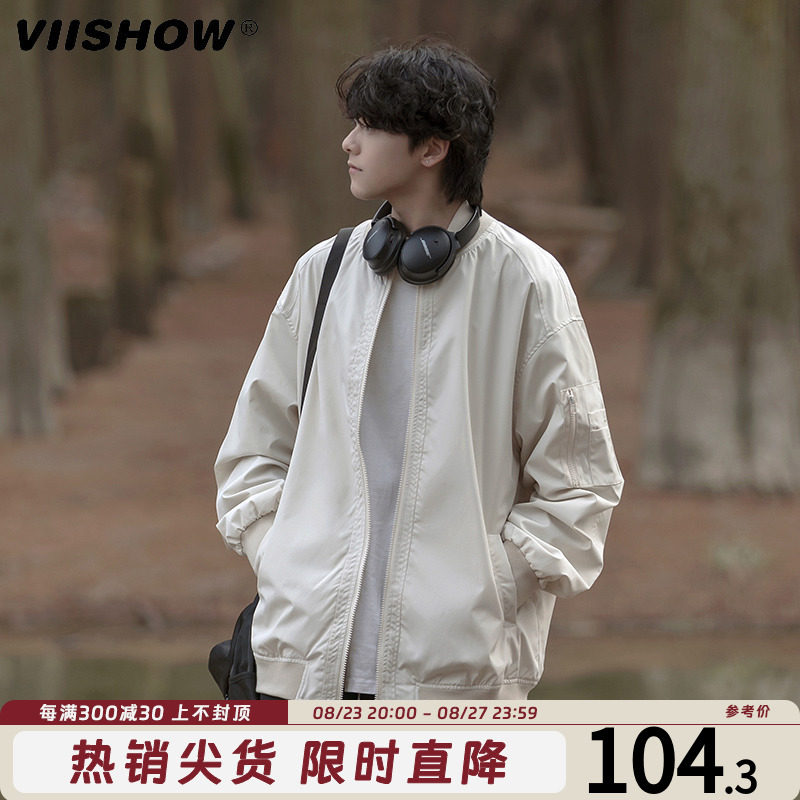 VIISHOW美式飞行员夹克男春秋款复古宽松潮流棒球服机能工装外套