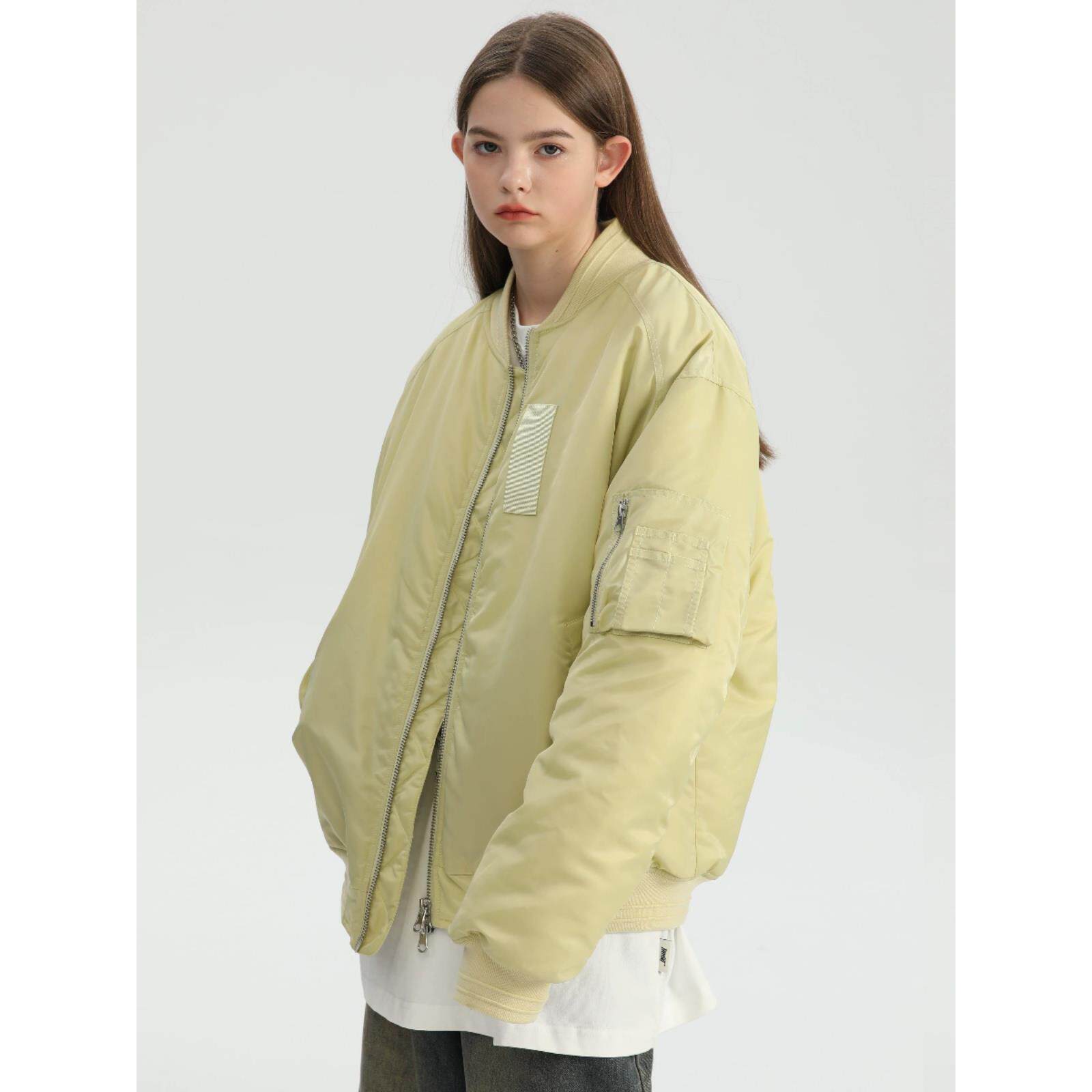 FROMWRTING字由宽松短款棉服男女潮牌刺绣飞行员夹克男士棉衣外套