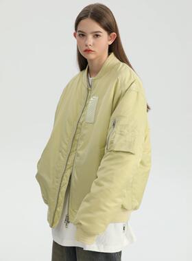 FROMWRTING字由宽松短款棉服男女潮牌刺绣飞行员夹克男士棉衣外套