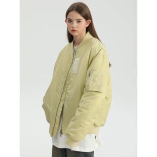 FROMWRTING字由宽松短款棉服男女潮牌刺绣飞行员夹克男士棉衣外套