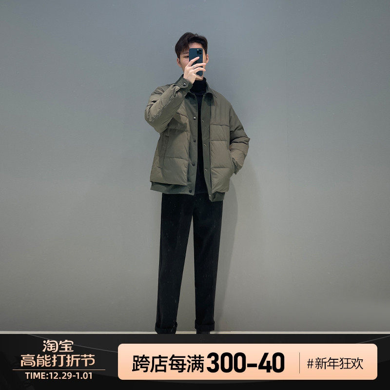 轻薄羽绒服男冬季新款轻熟风男装韩版高级感拼接假两件夹克外套潮