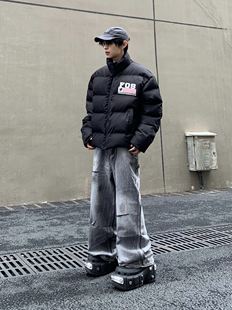 白菜coke美式复古简约冬季外套情侣棉服上衣宽松加厚棉袄面包服男