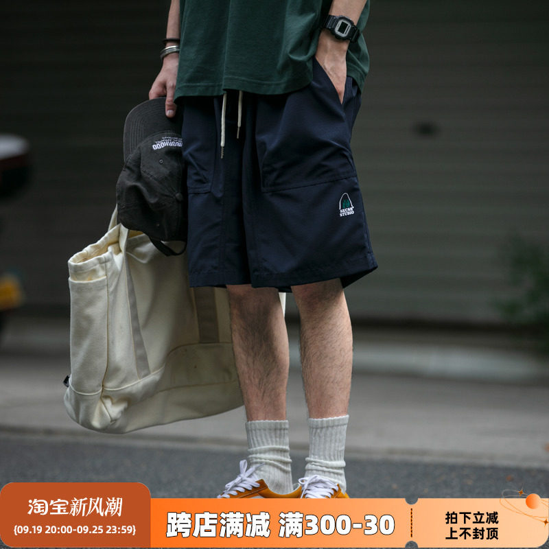 日系潮牌夏季户外休闲宽松纯色工装短裤男青年百搭沙滩五分中裤潮