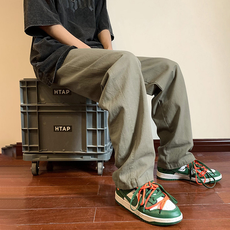 直筒休闲裤男夏季薄款九分港风直筒裤子夏天工装裤宽松感男生长裤