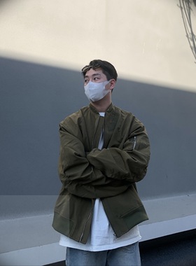 22TREE美式复古飞行服外套男女百搭oversize百搭宽松棒球服棉服潮