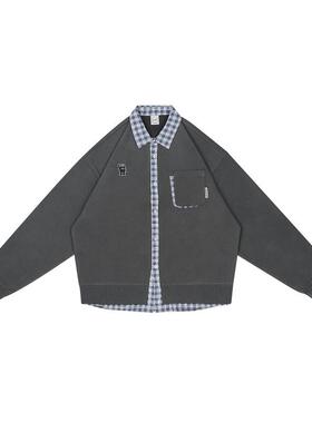 SAMESAME24SS假两件翻领衬衫口袋结构卫衣宽松复古潮流开衫外套