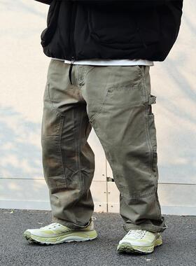 Sigbreak日系复古B01水洗做旧双膝伐木工装裤宽松休闲裤直筒裤男