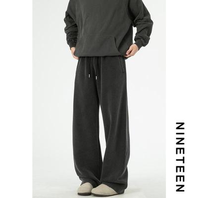 S  2024新款卫裤炒洗水洗宽松休闲美式松紧腰直筒裤休闲裤男