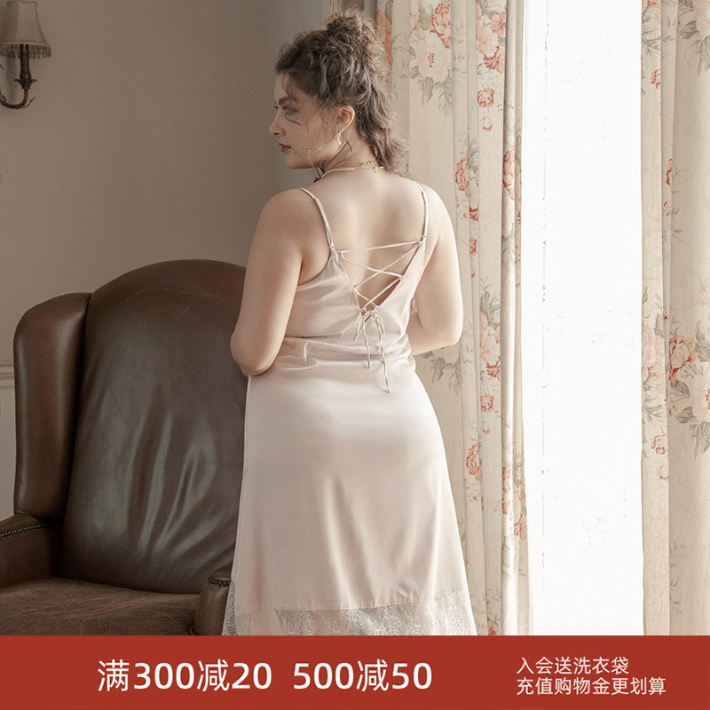 蕾丝大码吊带睡裙宽松女士家居服