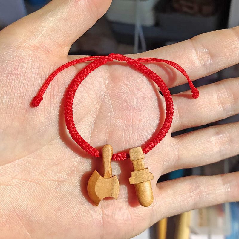 纯手工迷你桃木剑手链婴儿童宝宝吊坠项链随身小挂件原木真品手绳,家居饰品,木雕,淘宝优惠券,粉丝福利购,淘宝优惠卷