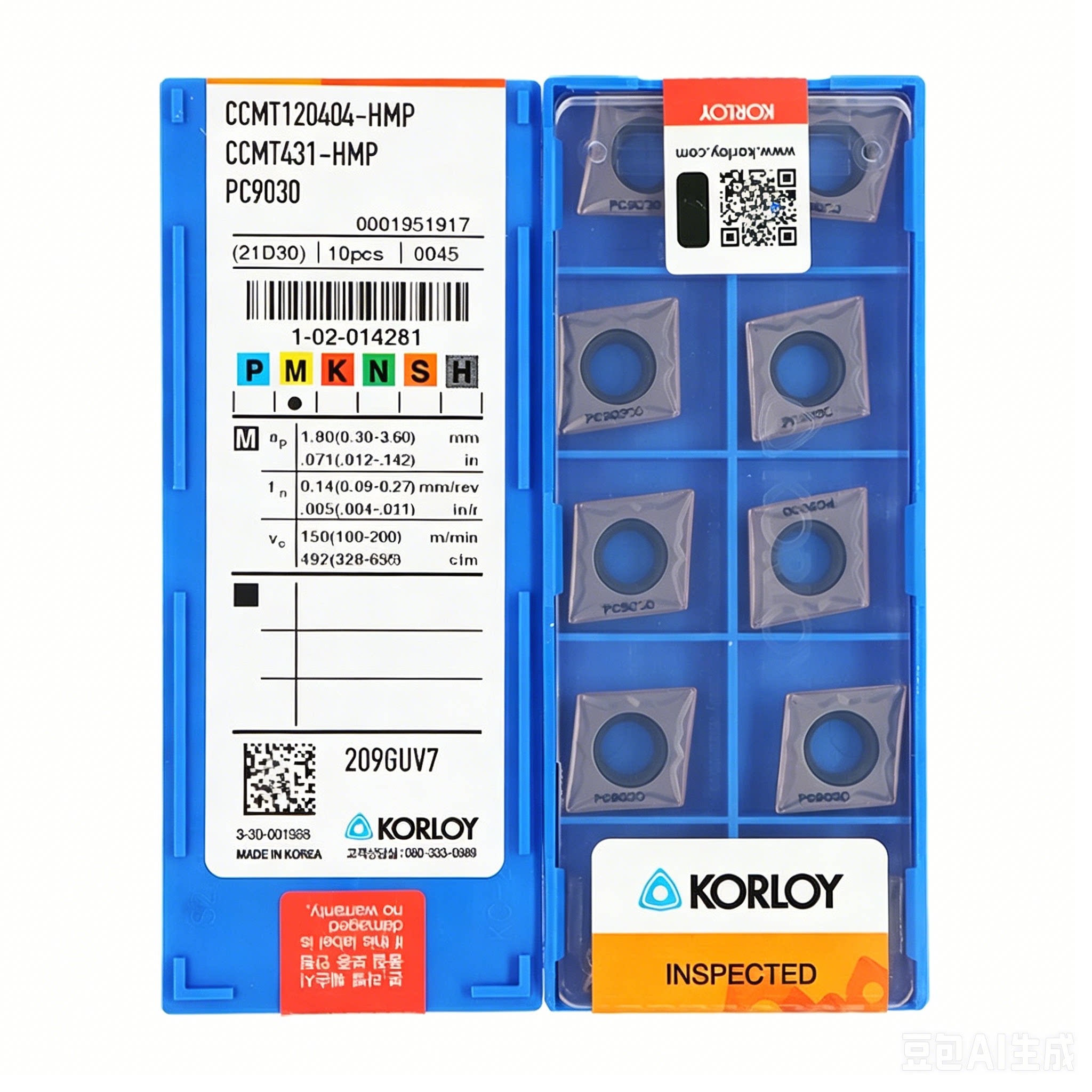 正品韩国克洛伊Korloy 数控车刀片 CCMT120404/120408-HMP PC9030