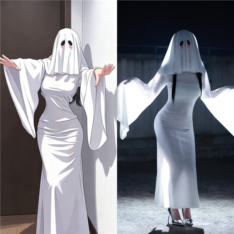 万圣节cos幽灵娘杏子夫人同款万圣节可爱鬼cosplay服装连衣裙女