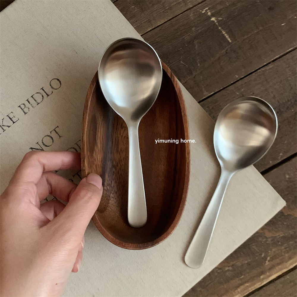 一木宁 304不锈钢短柄哑亮光勺子儿童吃饭喝汤调羹家用食品级高档