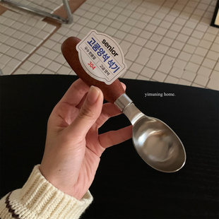 一木宁 大口嗦粉勺精致ins风304不锈钢木质手柄冰淇淋挖球勺子