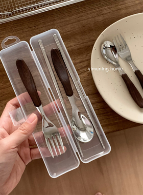 一木宁 筷子勺子套装18/10不锈钢便携餐具套装学生上班餐具收纳盒