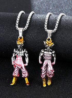 动漫新款热销个性吊坠男士小众设计感颈链配饰卡通钛钢项链女