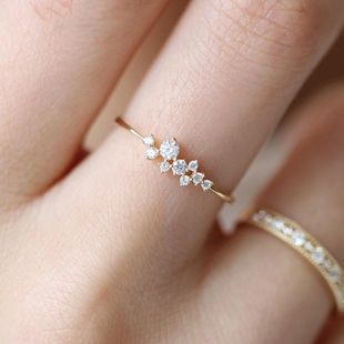 戒指 镀18k黄金镶钻夏季 跨境电商货源厂家直销 新款 wish热卖