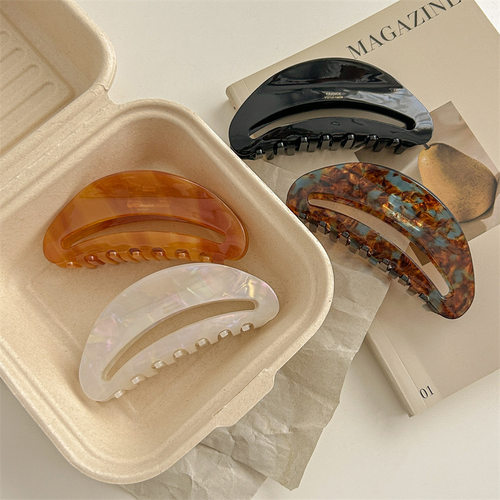 原创法式气质醋酸发夹盘发抓夹大号鲨鱼夹感百搭头饰ins发夾