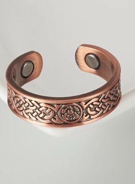 热销纯铜磁性戒指红铜戒指紫铜戒指支持复古欧美开口跨境