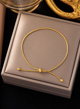 怡岑 可调节长短不掉色抽拉森系手链女小众冷淡风韩版闺蜜手饰品