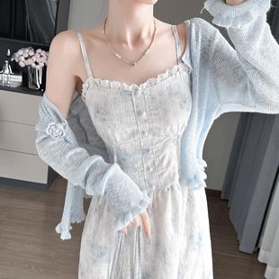 2025收腰小仙女清新花边中长款 温柔碎花裙初恋新款 甜美仙女连衣裙
