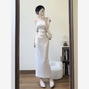 法式 高级感包臀收腰显瘦一字肩礼服长裙 气质微胖大码 连衣裙女夏季