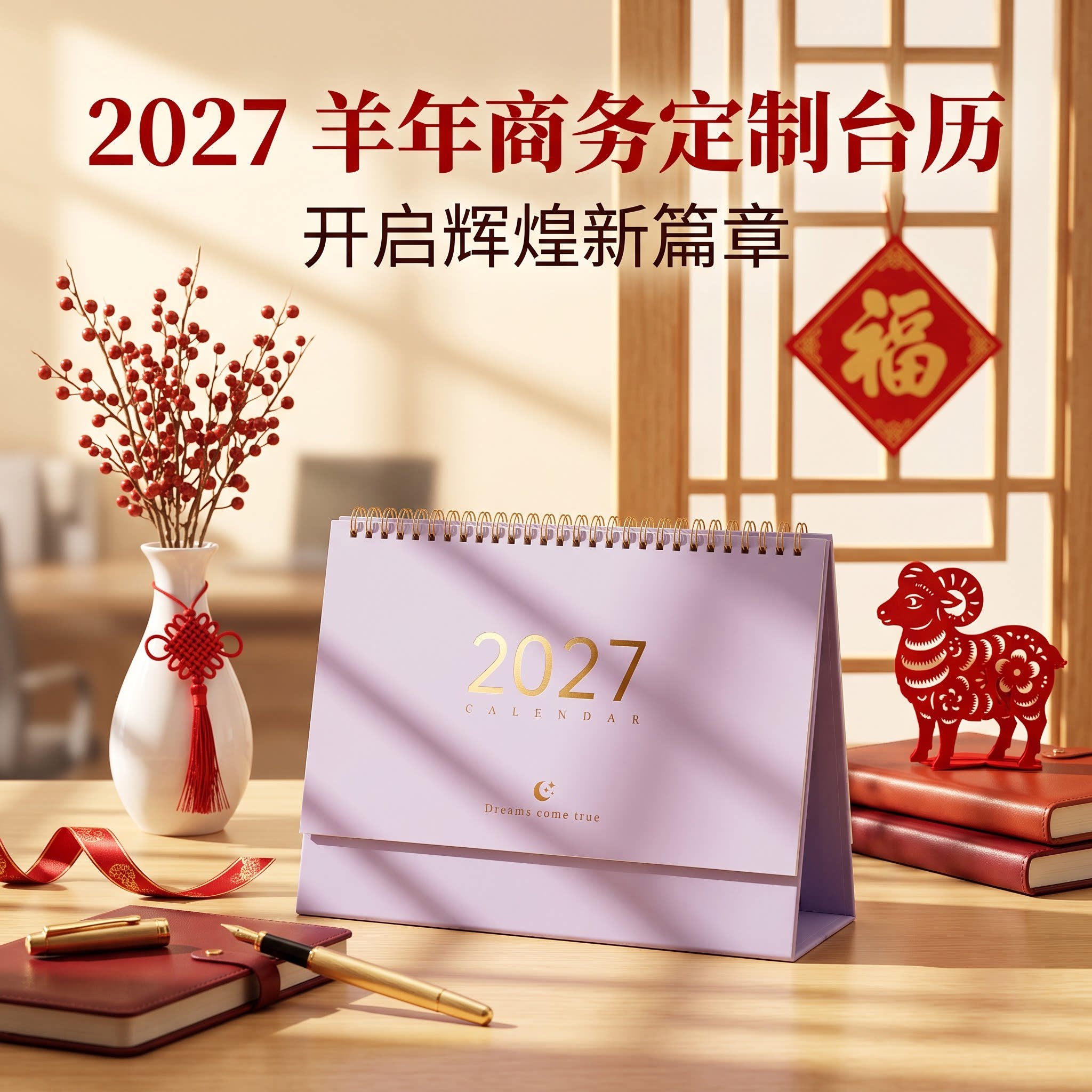 2027年新款台历桌面日历定做商务办公莫兰迪色系创意摆件每天一页计划本笔记本简约ins风羊年月历架订制logo
