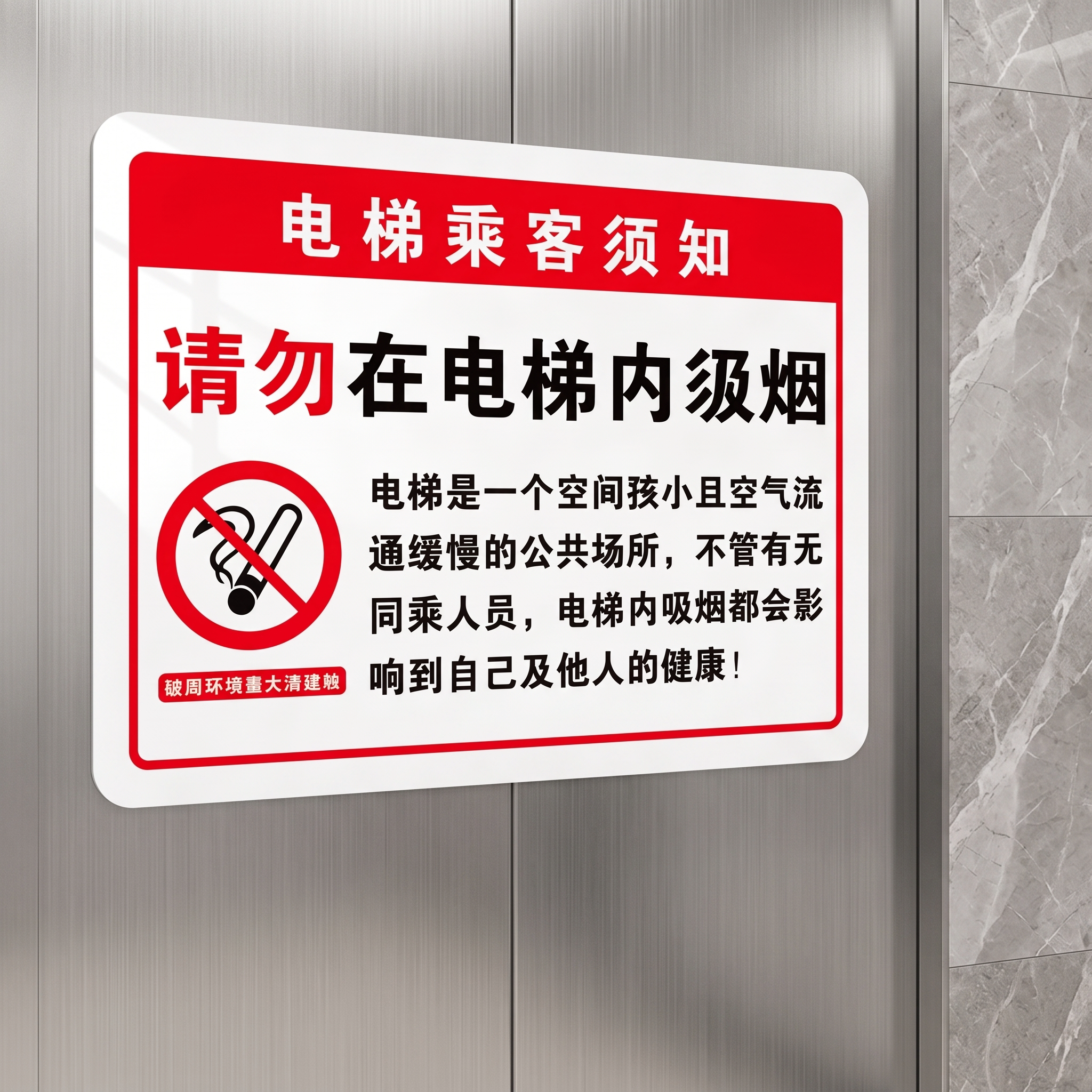 电梯禁止吸烟提示牌墙贴亚图片