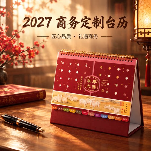 2027吉羊开运新款卡通桌面台历