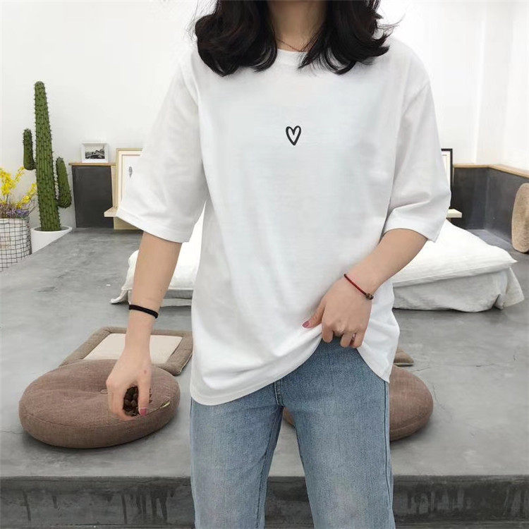 SQ2599 Versatile T-shirts love Short sleeved T-shirt summer Korean Edition Sweet fresh T-shirtin the Women's clothing/Boutique , T-shirt  category - from Buy2taobao.com to provide professional Taobao agent buy service